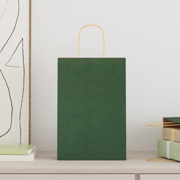 vidaXL Kraftpapperspåsar 50 st med handtag grön 21x11x31 cm