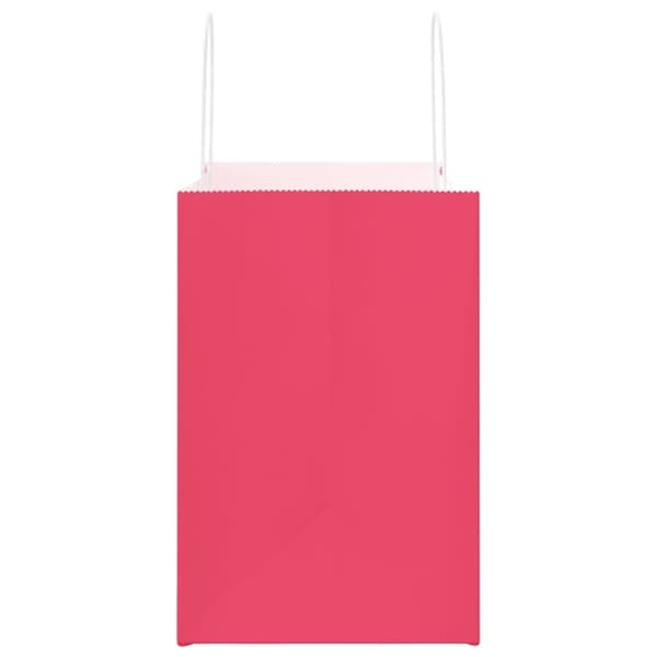 vidaXL Kraftpapperspåsar 250 st med handtag rosa 26x17x25 cm