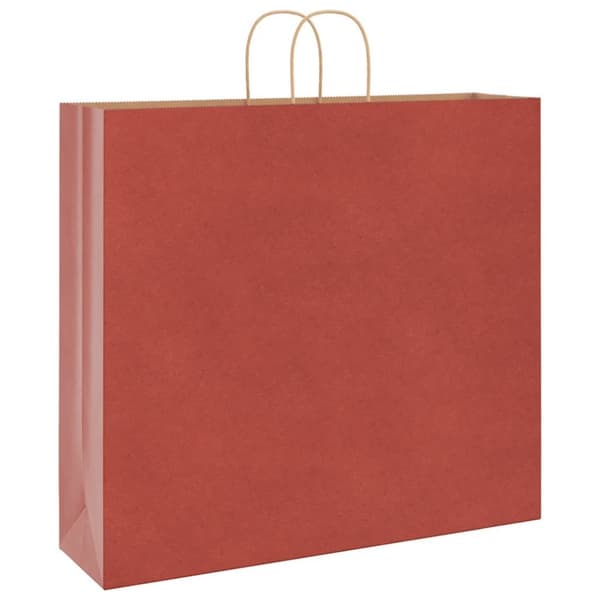 vidaXL Kraftpapperspåsar 250 st med handtag röd 54x15x49 cm