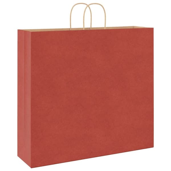 vidaXL Kraftpapperspåsar 250 st med handtag röd 54x15x49 cm