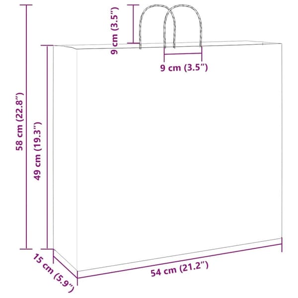 vidaXL Kraftpapperspåsar 250 st med handtag röd 54x15x49 cm