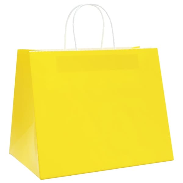 vidaXL Kraftpapperspåsar 250 st med handtag gul 32x22x24 cm