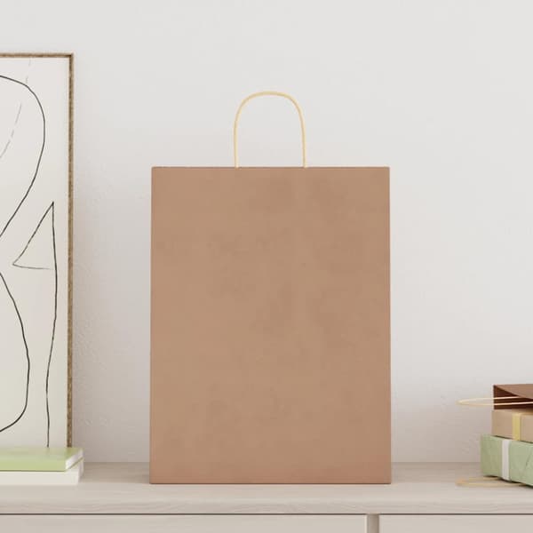 Kraftpapperspåsar 250 st med handtag brun 32x12x42 cm