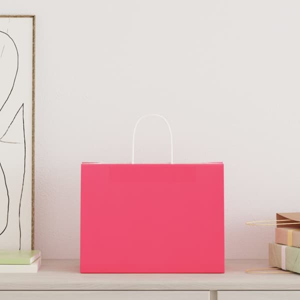 Papperspåsar 50 st med handtag rosa 32x17x25 cm