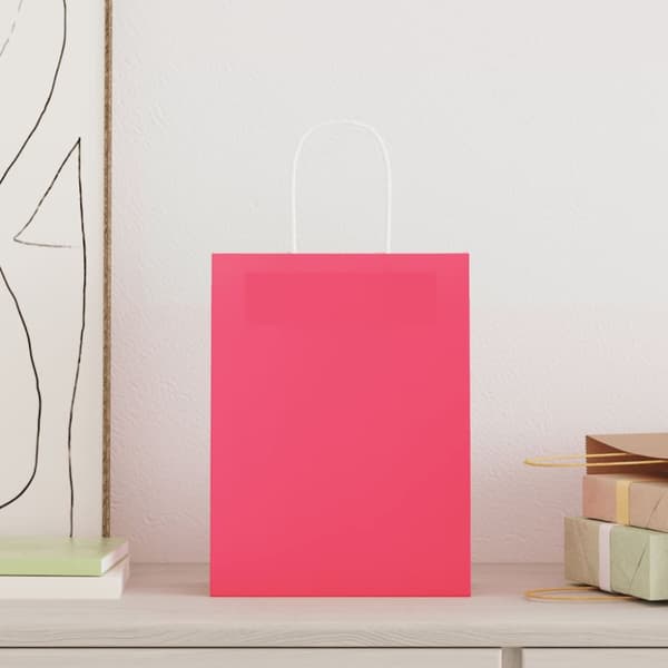 Papperspåsar 50 st med handtag rosa 21x11x28 cm