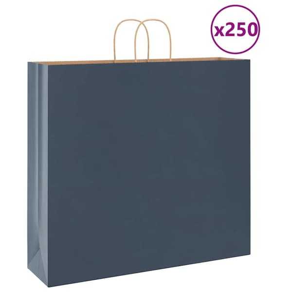 Kraftpapperspåsar 250 st med handtag blå 54x15x49 cm
