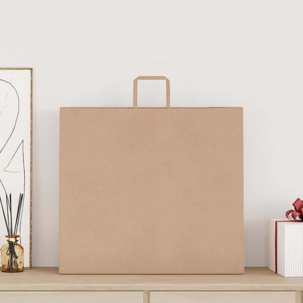 Kraftpapperspåsar 250 st med handtag brun 54x15x49 cm