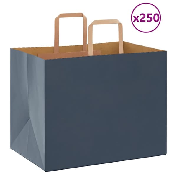 Kraftpapperspåsar 250 st med handtag blå 32x22x24 cm