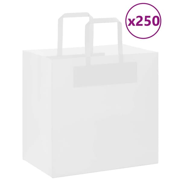 Kraftpapperspåsar 250 st med handtag vit 26x17x25 cm