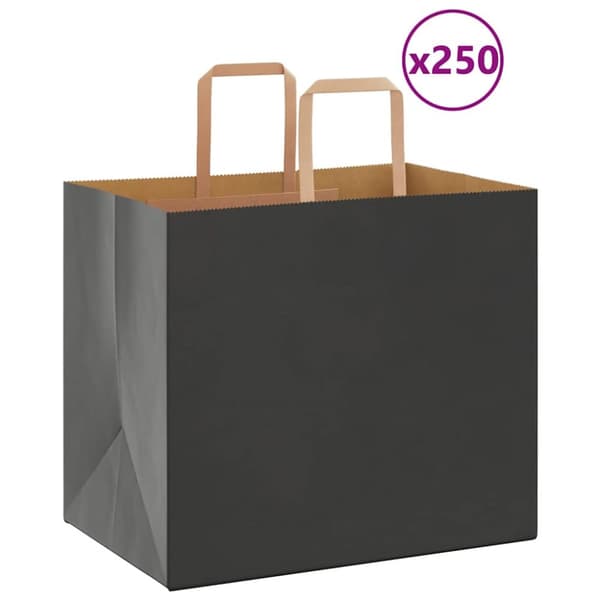 Kraftpapperspåsar 250 st med handtag svart 32x22x28 cm