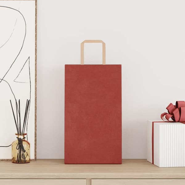 Kraftpapperspåsar 250 st med handtag röd 21x11x36 cm