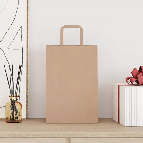 Kraftpapperspåsar 250 st med handtag brun 21x11x31 cm