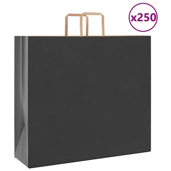 Kraftpapperspåsar 250 st med handtag svart 54x15x49 cm