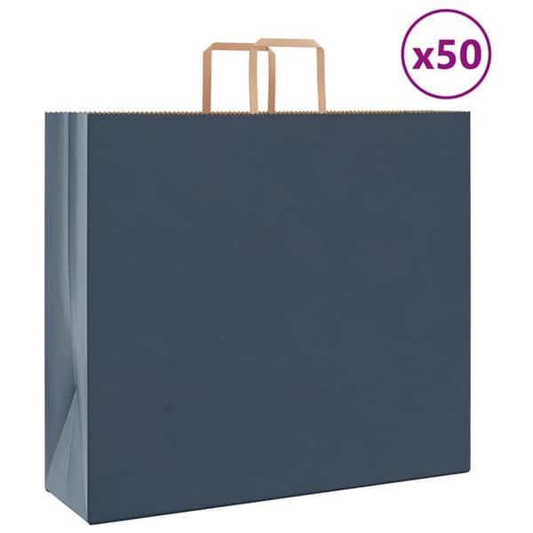 Kraftpapperspåsar 50 st med handtag blå 54x15x49 cm