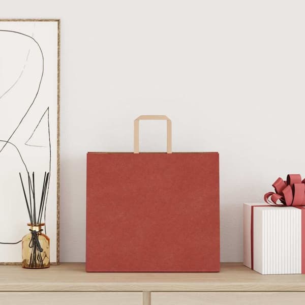 Kraftpapperspåsar 250 st med handtag röd 32x22x28 cm