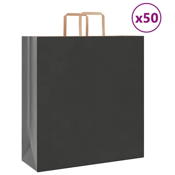 Kraftpapperspåsar 50 st med handtag svart 45x17x48 cm