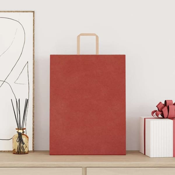 Kraftpapperspåsar 50 st med handtag röd 32x12x42 cm