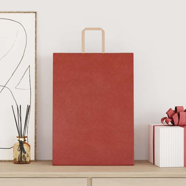 Kraftpapperspåsar 50 st med handtag röd 32x17x44 cm
