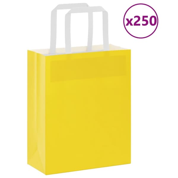 Kraftpapperspåsar 250 st med handtag gul 18x8x22 cm