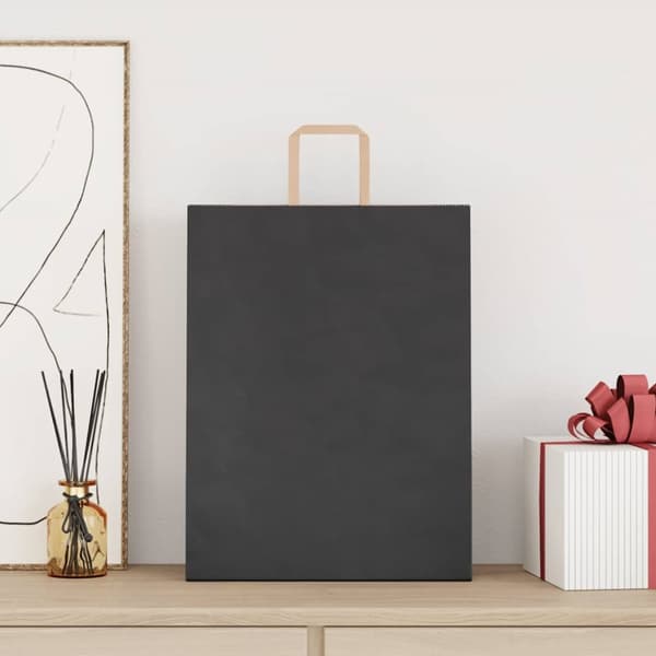 Kraftpapperspåsar 250 st med handtag svart 32x12x42 cm