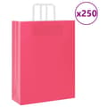 Miniatyrbild 1 av 2: Kraftpapperspåsar 250 st med handtag rosa 32x12x42 cm