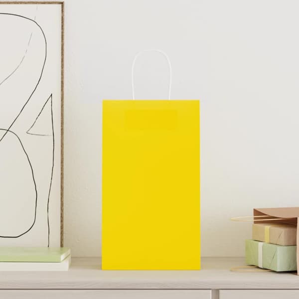 Kraftpapperspåsar 250 st med handtag gul 21x11x36 cm