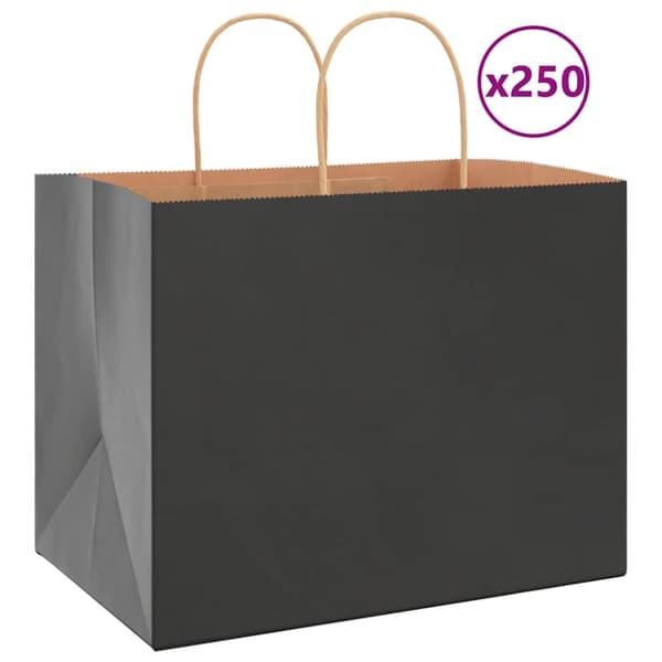 Kraftpapperspåsar 250 st med handtag svart 32x22x24 cm