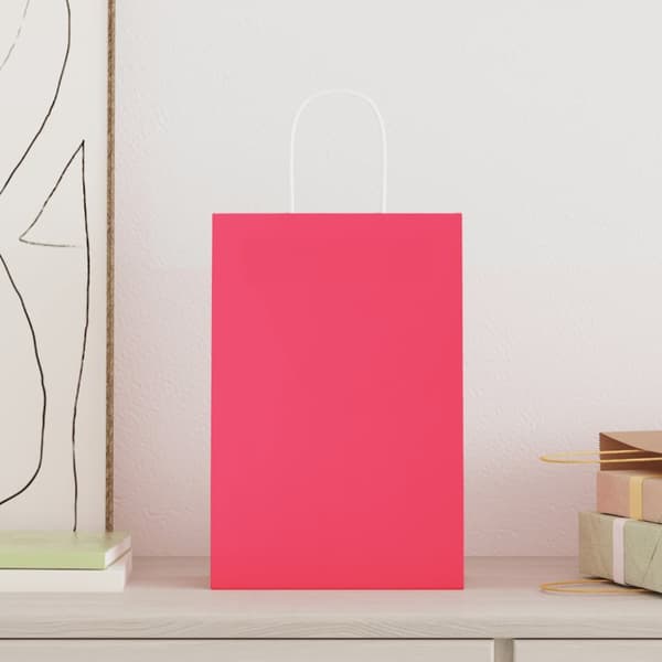 Kraftpapperspåsar 250 st med handtag rosa 21x11x31 cm