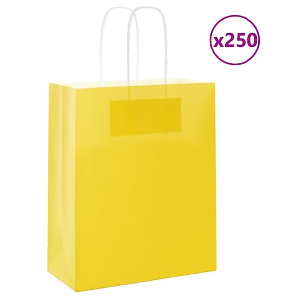 Kraftpapperspåsar 250 st med handtag gul 18x8x22 cm