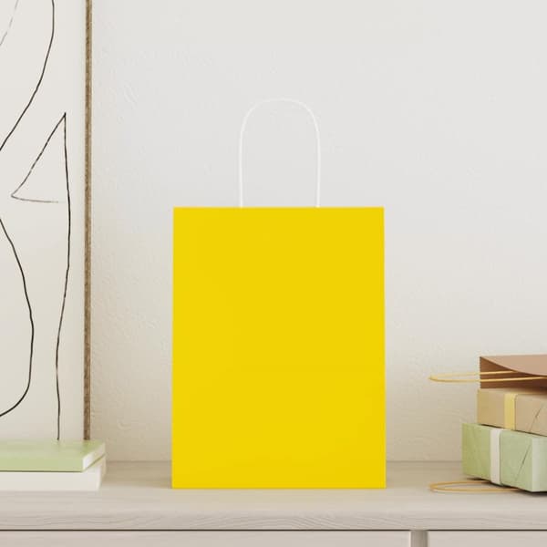 Kraftpapperspåsar 250 st med handtag gul 21x11x28 cm