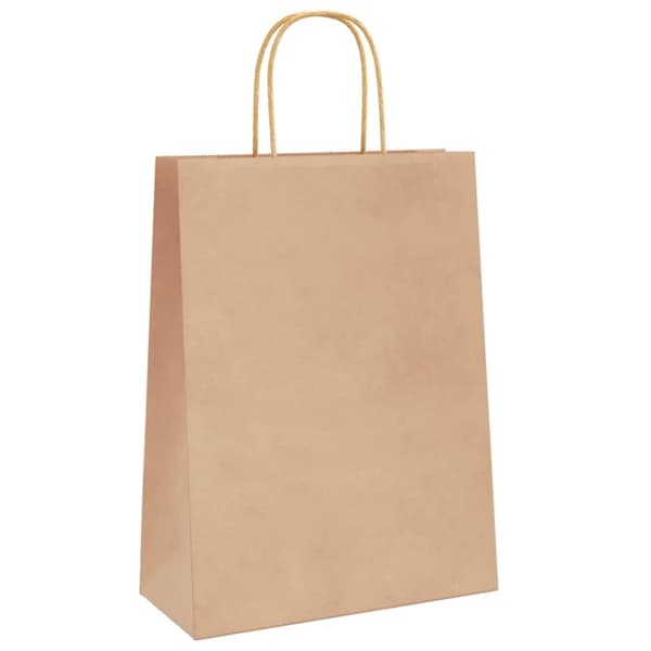 vidaXL kraftpapirposer 50 stk. med håndtag 26x12x35 cm brun