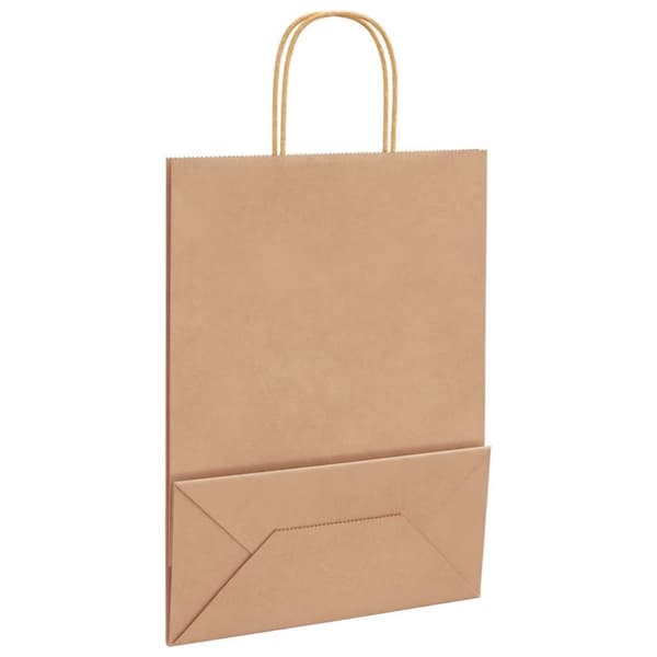 vidaXL kraftpapirposer 50 stk. med håndtag 26x12x35 cm brun