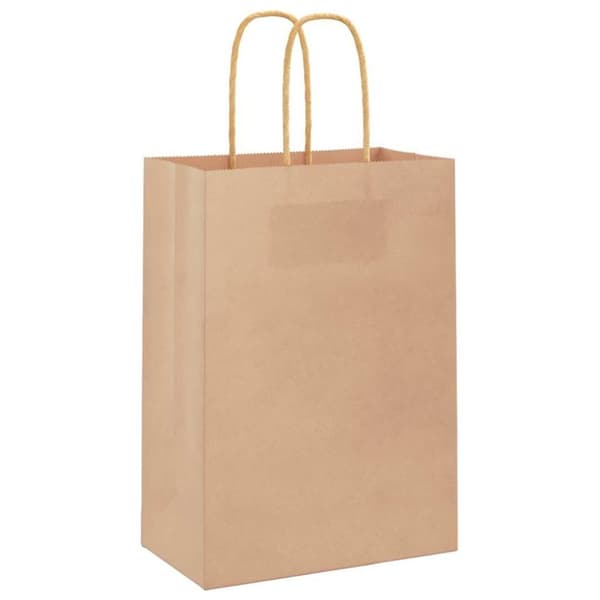 vidaXL kraftpapirposer 250 stk. med håndtag 15x8x21 cm brun