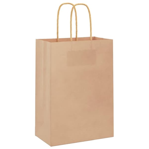 vidaXL kraftpapirposer 50 stk. med håndtag 15x8x21 cm brun