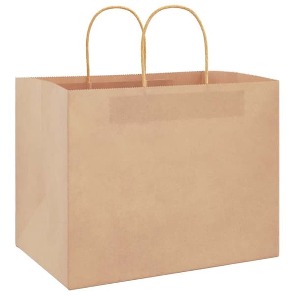 vidaXL kraftpapirposer 250 stk. med håndtag 32x22x24 cm brun