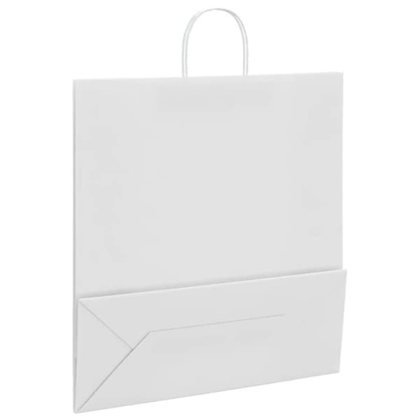 vidaXL Paperikassit 250 kpl kahvoilla valkoinen 45x17x48 cm