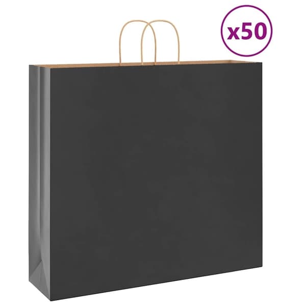 vidaXL kraftpapirposer 50 stk. med håndtag 54x15x49 cm sort