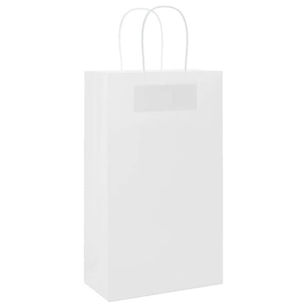 vidaXL kraftpapirposer 250 stk. med håndtag 21x11x36 cm hvid