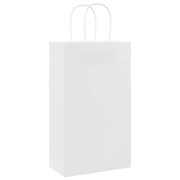 vidaXL kraftpapirposer 250 stk. med håndtag 21x11x36 cm hvid
