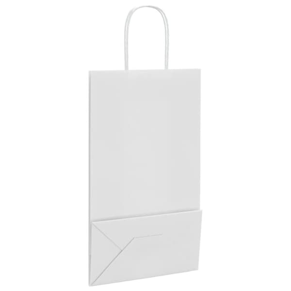 vidaXL kraftpapirposer 250 stk. med håndtag 21x11x36 cm hvid