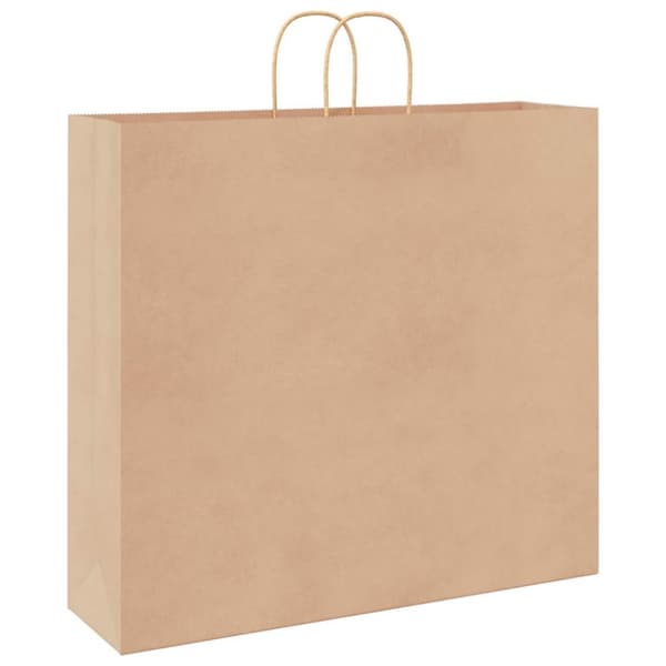 vidaXL kraftpapirposer 250 stk. med håndtag 54x15x49 cm brun