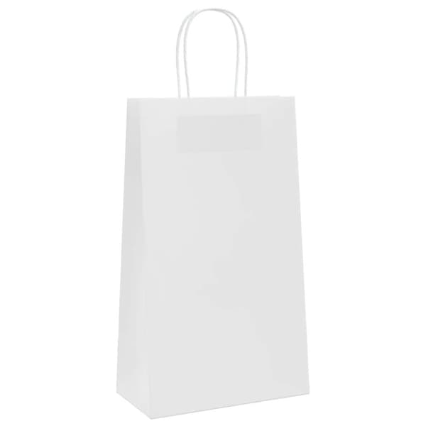 vidaXL kraftpapirposer 50 stk. med håndtag 21x11x36 cm hvid