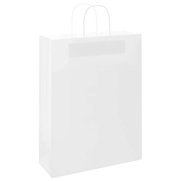 vidaXL kraftpapirposer 250 stk. med håndtag 32x12x42 cm hvid