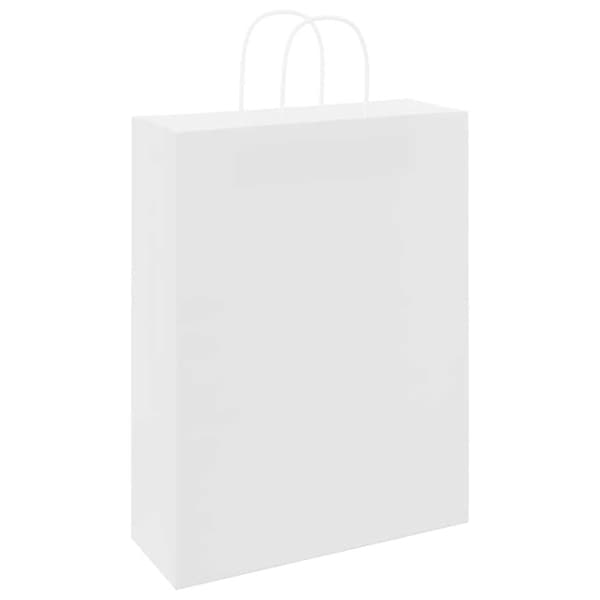 vidaXL kraftpapirposer 250 stk. med håndtag 32x12x42 cm hvid
