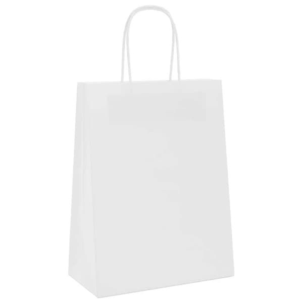 vidaXL Paperikassit 250 kpl kahvoilla valkoinen 21x11x28 cm