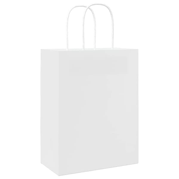 vidaXL Paperikassit 250 kpl kahvoilla valkoinen 21x11x28 cm