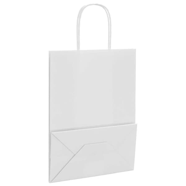 vidaXL Paperikassit 250 kpl kahvoilla valkoinen 21x11x28 cm