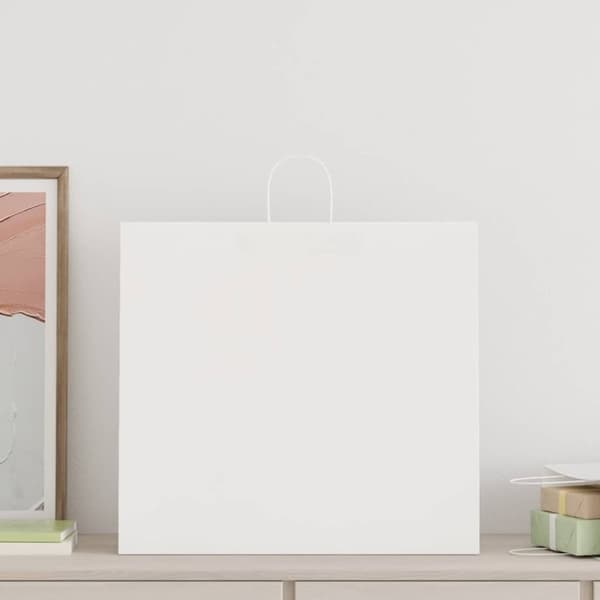 vidaXL Paperikassit 50 kpl kahvoilla valkoinen 54x15x49 cm