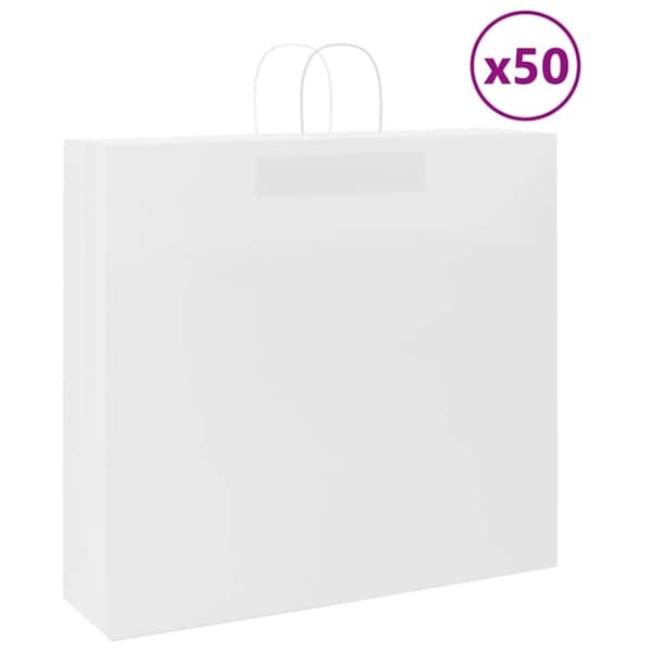 vidaXL Paperikassit 50 kpl kahvoilla valkoinen 54x15x49 cm