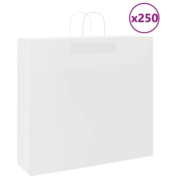 vidaXL kraftpapirposer 250 stk. med håndtag 54x15x49 cm hvid